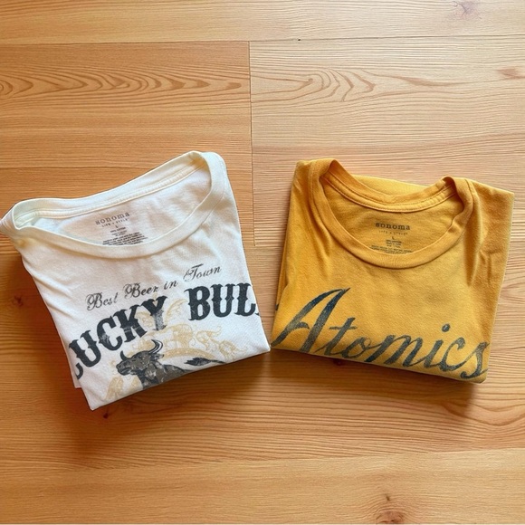 Sonoma Life + Style Graphic T-Shirts – Lucky Bull Tavern & Atomics Racing Size L - Picture 1 of 12